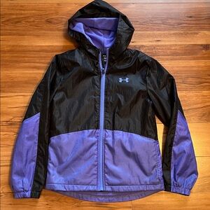 Under Armour Kids Black and Purple Raincoat (size 10-12Y)